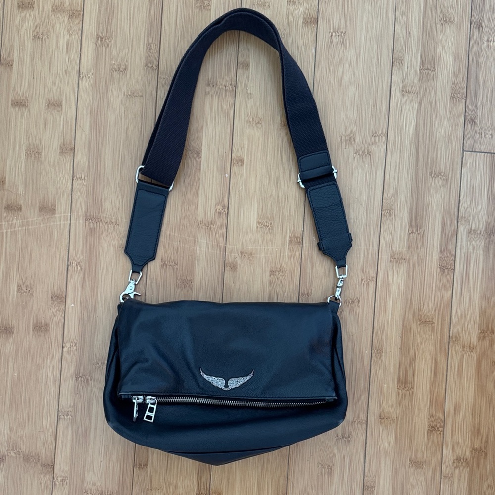 Zadig & Voltaire Black Leather Adjustable Crossbody Shoulder Bag